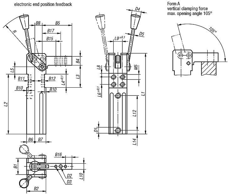 Mini clamp with pneumatic end position feedback