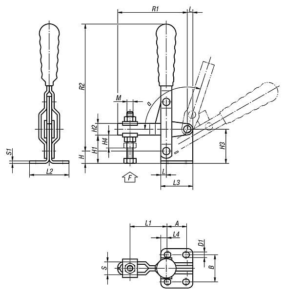 Toggle clamps vertical with horizontal foot