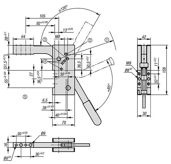 Manual clamp vertical with hole pattern on the front