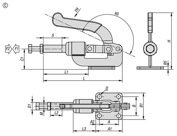 Push-pull toggle clamps, steel 
retaining force up to 3575 N