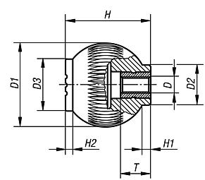 Grip balls with internal thread