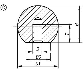 Ball knobs stainless steel or aluminium DIN 319 Form C with thread