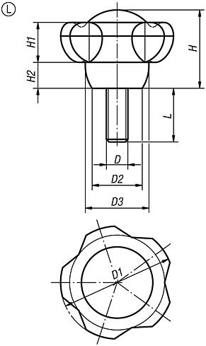 Five lobe grips with external thread