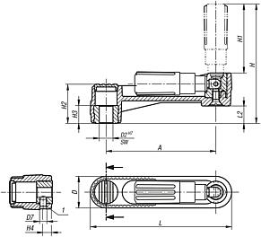 Crank handles with fold-down cylinder grip, without keyway