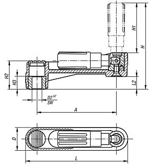 Crank handles with fold-down cylinder grip, inch