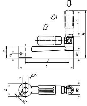 Crank handles aluminium with safety cylinder grip and reamed hole