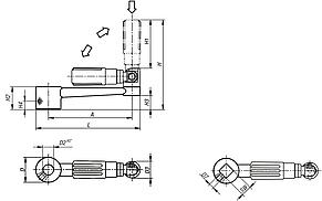 Crank handles aluminium with safety cylinder grip