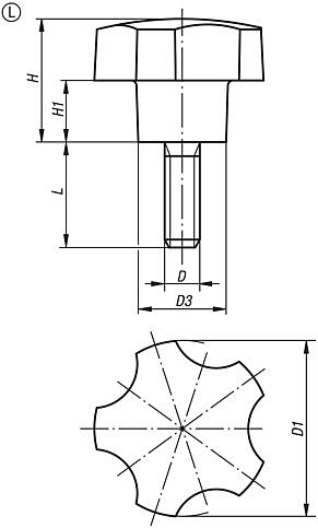 Five lobe grips with external thread