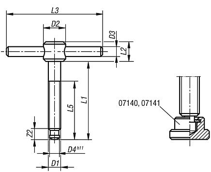 T型锁紧把手 固定式，DIN 6304
