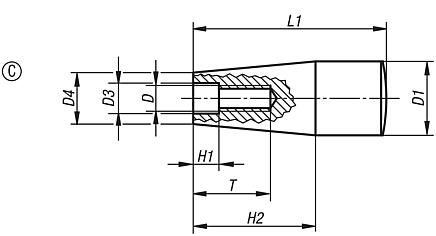 Taper grip with moulded thread, Form C