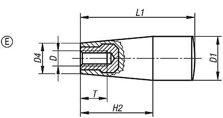 Taper grips with tapped bush, Form E