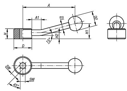 Tension levers flat with star socket