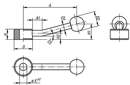 Tension levers flat with locating hole