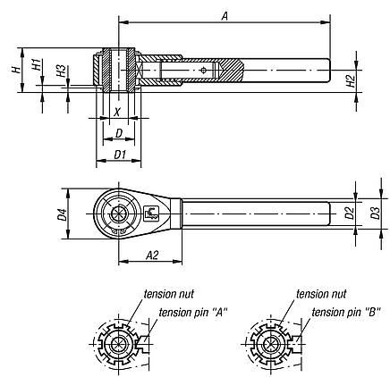 Ratchet levers with internal thread