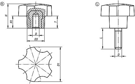 Five lobe grips