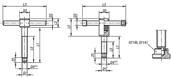 T型锁紧把手 固定式或活动式，DIN 6304 和 DIN 6306