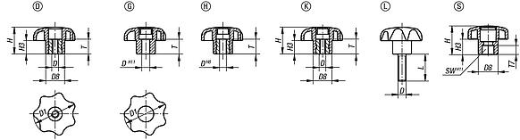 Star gripssimilar to DIN 6336 