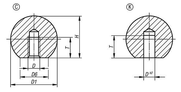 Ball knobsstainless steel or aluminium DIN 319