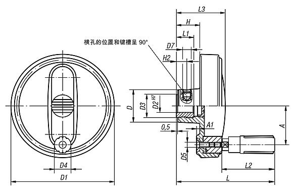 手轮，带转动手柄