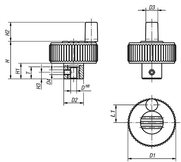 Knurled knobs with grip