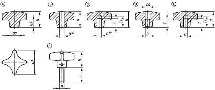 Palm gripsgrey cast iron DIN 6335