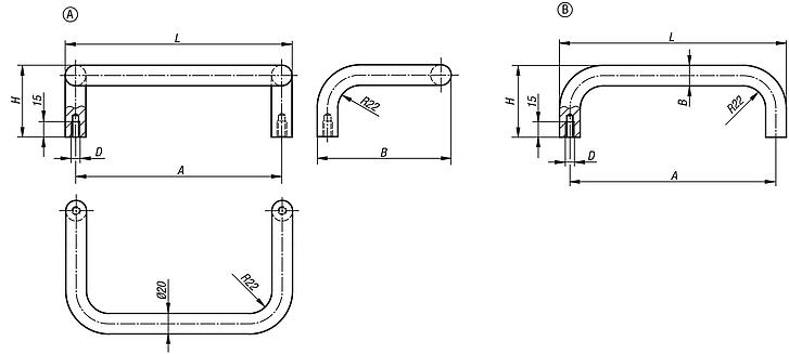 Pull handle steel round