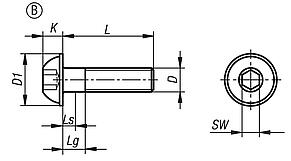 Hexagon socket button head screws with collar EN ISO 7380-2, Form B