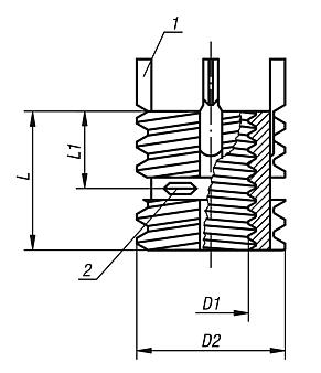 Threaded inserts reinforced internal thread, self-locking