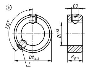 Shaft collars set screw DIN 705, steel , Form E, hexagon socket