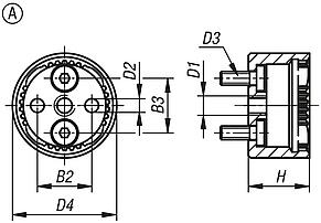 Ratchet elements, Form A with internal toothing