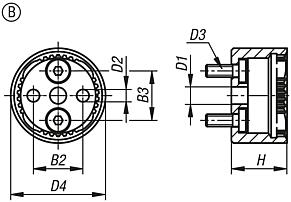 Ratchet elements, Form B with internal toothing