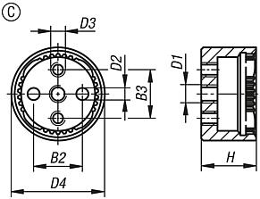 Ratchet elements, Form C with internal toothing