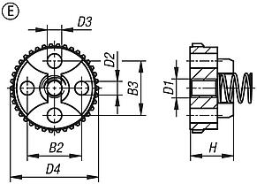 Ratchet elements, Form E with external toothing