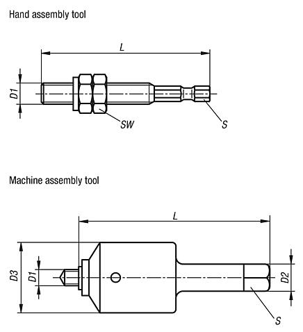 Assembly tools for self-tapping threaded inserts