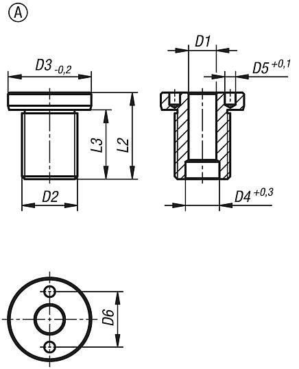 Locating bushes for ball lifting pins stainless steel, flat, Form A