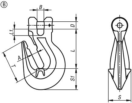 收缩吊钩 带环形头, B 型, 强度等级 10