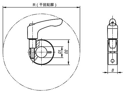 开口型固定环，带锁紧手柄