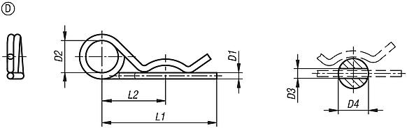 弹簧插头 类似 DIN 11024，D 型，双螺纹