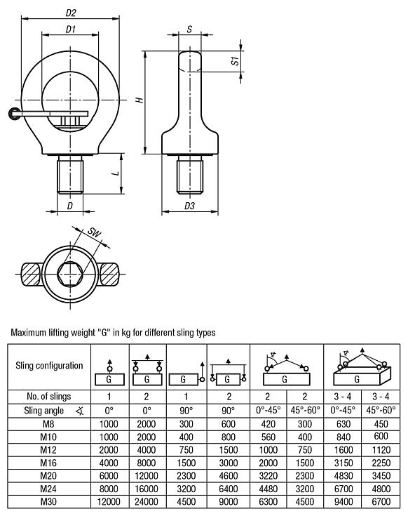 Ring bolts rotatable high-strength grade 10