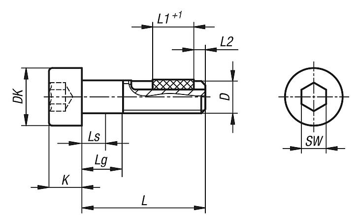 内六角螺钉 DIN EN ISO 4762，带螺纹锁