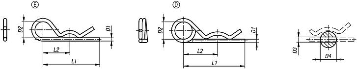 R-clips similar to DIN 11024