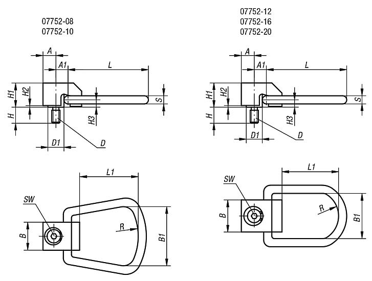 Swivel bales with axial ring