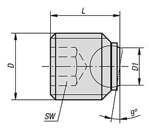 Ball-end thrust screws without head short version