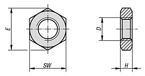 六角薄型螺母 DIN 439 / ISO 4035
