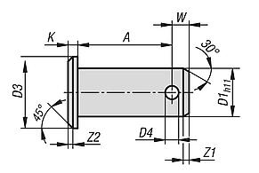 Pin with head ISO 2341 Form B