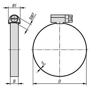 不锈钢软管夹钳 (W4) DIN 3017-1
带宽 9 mm 和 12 mm