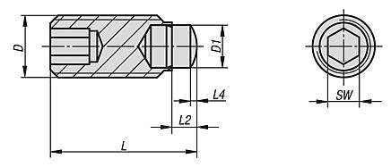 Thrust screws with radiused half-dog point