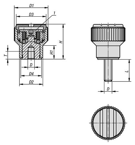 Knurled torque knobs