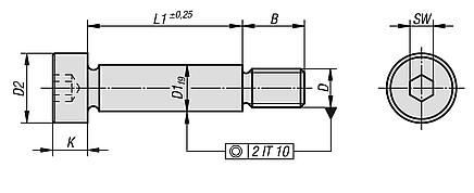 Shoulder screws similar to ISO 7379