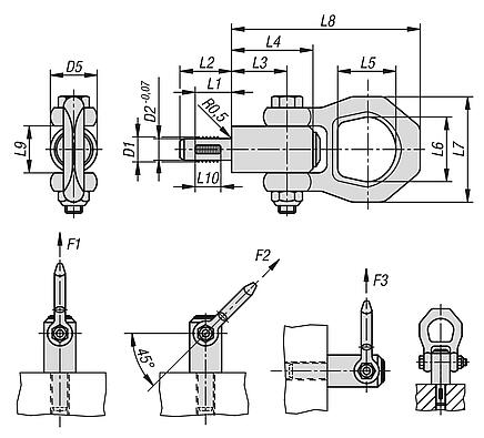 Threaded hoist pin, self-locking, stainless steel